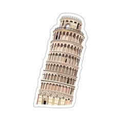 a sticker of the leaning tower of pisa, italy is shown on a white background