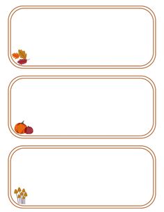 three blank labels with pumpkins, leaves and acorns on the bottom one