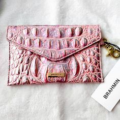 Rare Limited Edition !!! Sold Out Everywhere !!! Hard To Find !!! New With Tags !! Genuine Croc Embossed Leather ! Pink Iridescent Holographic Stunning Shade !!! Gold Hardware Comes With The Black Brahmin Identification Authentication Cards ! I Have A Ton Of Luxury, Designer Pieces Listed In My Store. Take A Peek As Always, I Offer Discounted/Combined Shipping On All Bundles !!! Message Me Anytime If You Want To Purchase More Than One Item From My Shop ! I Have A Total Of 6 Online Stores Includi Mini Envelope, Leather Credit Card Wallet, Pink Wallet, Pink Iridescent, Checkbook Wallet, Brahmin Bags, Designer Pieces, Mini Envelopes, John 3 16