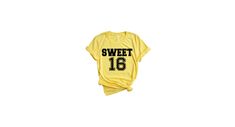 Sweet 16 | Birthday Shirt | Sweet 16 Shirt | Birthday T Shirt | Birthday Tee | Sweet 16 T Shirt | Sweet 16 Youth or Adult by GavinsAllye on Etsy Cheerleading Photos, Mom Tank Tops, Custom Softball, Baseball Tee Shirts, 16 Birthday, Hockey Shirts, Birthday Tee, Notes Design