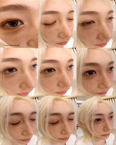 many different pictures of the face of a woman