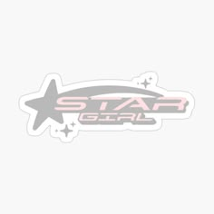 the star girl logo sticker is shown in pink and grey with stars on it