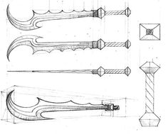 three different types of swords and their designs