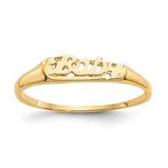 14k yellow gold children's ring with polished finish. Band width measures approximately 1/16". Kids Ring, Baby Gold Rings, Baby Ring, Baby Rings, Yellow Rings, Kids Rings, Gold Baby, Childrens Jewelry, Yellow Gold Earring