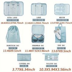 1. Stay organized on the go with the DEKAXID 8-Piece Travel Storage Bag Set. This set includes nylon packing cubes and clothes organizer bags to keep your luggage neat and tidy. 2. Tired of digging through your suitcase for essentials? The DEKAXID Travel Storage Bag Set has a special compartment for everything, including shirts, underwear, toiletries, and shoes. 3. Keep your belongings safe and secure with the DEKAXID Packing Cubes. The drawstring bags are perfect for storing smaller items while Stylish Travel Bag, Travel Bag Set, Packing Luggage, Packing Clothes, Luggage Organization, Suitcase Packing, Travel Storage Bag, Bag Suitcase, Travel Organizer