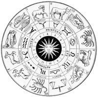 an astro wheel with all the zodiac signs and their names in black on a white background