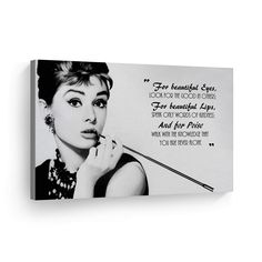 Breakfast At Tiffany's Quotes, Beautiful Eyes Quotes, Audrey Hepburn Wall Art, Quotes Canvas, Smile Art, Wall Decor Artwork, Breakfast At Tiffany's, Breakfast At Tiffanys, Poster Wall Decor