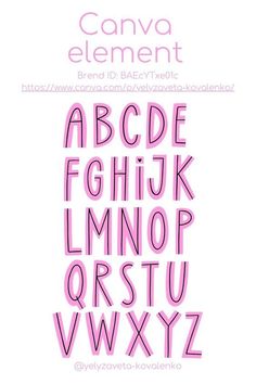 the alphabet is made up of pink letters