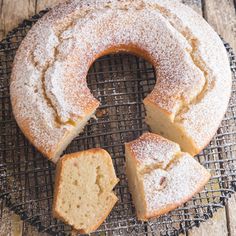 a cake sitting on top of a cooling rack