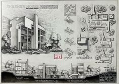 an architectural drawing shows the various sections of a building