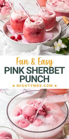 pink sherbet punch recipe with text overlay