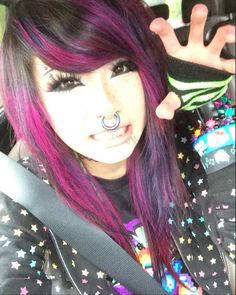 Girl With Purple Hair, 2000s Scene, Scene Punk, Pretty Hair Color