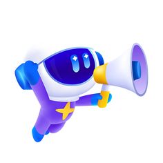 a cartoon character is holding a megaphone