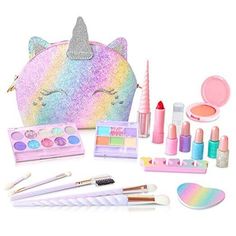 Return Policy Fast Delivery Trusted seller Kids Real Makeup Kit for Girls: No Talc, Washable Make Up Set with Unicorn Purse - Toy Gift for Little Girls & Toddlers Age 3 4 5 6 7 8 9 10 11 12 Years Old - Pretend Play Birthday Gifts Product Description Safe, Non-Toxic & Talc-Free: Made with high-quality, paraben-free and non-toxic materials, this kids’ makeup kit passes all US toy and cosmetics safety standards. What’s even better? Our makeup is talc-free. Parents trust this kit for its gentle ingredients and can have peace of mind while their kids spend hours playing with it. Washable & Mess-Free: Non-toxic makeup and water-based, peel-off nail polish is easy to apply and easy to clean. Completely washable with water (and light soap as needed), t is no need for special makeup or nail polish Real Makeup, Unicorn Purse, Makeup Kit For Kids, Play Makeup, Non Toxic Makeup, Special Makeup, Unicorn Bag, Unicorn Makeup, Kids Makeup