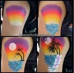 Arm Face Paint Ideas, Sunset Face Paint, Easy Body Painting Ideas, Simple Body Painting, Arm Face Painting, Easy Body Painting, Face Painting Supplies