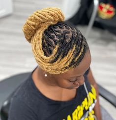 Updo for Small Blonde Dreads Loc Brushing, Professional Loc Styles, Professional Loc Styles For Women, Dreadlock Hairstyles For Women, Dread Updos, Lox Styles, Loc Ponytail, Dreads Locks, Dread Ideas