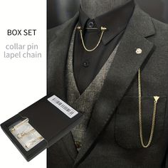 Faster shipping. Better service Lapel Chain, Jungkook Wattpad, Mens Pants Fashion Casual, Suit Brooch, Earrings Mens, Shirt Collar Pins, Groomsmen Accessories, Handmade Cufflinks, Collar Shirt Men