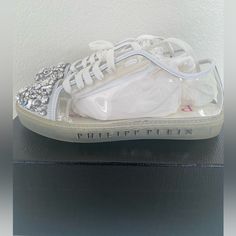 Brand New In Box Philipp Plein Pvc Low-Top Sneakers With Crystal Embellishments. These Stylish Sneakers Combine Luxury And Comfort With Their Eye-Catching Design. Perfect For Adding A Touch Of Glamour To Any Outfit. Comes With Original Box! As Is, No Refunds And Returns. Let Me Know If You Have Any Questions! Luxury Glitter Sneakers, Luxury Crystal Embellished Sneakers For Women, Luxury Low-top Custom Sneakers With Crystal Embellishments, Philipp Plein Shoes, Bourbon And Boots, Philipp Plein Sneakers, Best Hiking Boots, Floral Boots, Brown Riding Boots