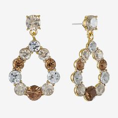 Features: HypoallergenicEarring Back: PostShape: Round, MarquiseMetal Color: Gold ToneEarring Length: 32mmEarring Width: 20mmCare: Wipe CleanStone Type: 22 GlassEarrings Type: Post EarringsEarrings Style: Drop EarringsMetal: ZincCountry of Origin: Imported Monet Jewelry, Earrings Drop, Earrings Color, Jewelry Gold, Jewellery And Watches, Gold Jewelry, Gold Tones, Women Jewelry, Drop Earrings