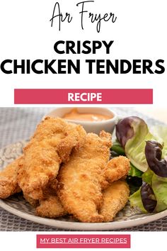 crispy chicken tenders recipe on a plate with lettuce