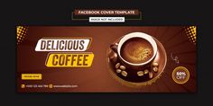 a facebook cover with a cup of coffee