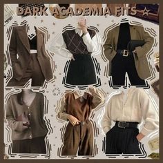 Moodboards Fashion, Look 80s, Dark Academia Clothing