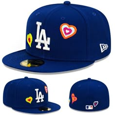 Cool Fitted Hats, Hats And Caps, Trendy Blue Hats With Embroidered Logo, Mlb Hats, Blue Fitted Cap For Streetwear, Fitted Mlb Hats, Gorros New Era, Blue Fitted Hat For Baseball Season, Pink Mlb Hat