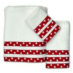 red and white towels with polka dots on them