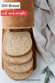 Sliced sandwich bread on a cutting board next to a sprig of dill and a kitchen towel. Yeast Pastries, Bread With Cottage Cheese, Flax Seed Bread, Dill Bread, Sandwiches Grilled, Bun Recipes, Morning Toast