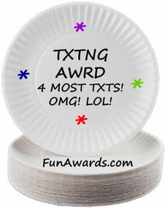 four white paper plates stacked on top of each other with the words txing award written on them