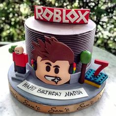 a birthday cake made to look like roblox