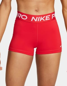 Shorts by Nike Training Training is now in session High rise Elasticized waistband Branded taping bodycon fit Red Nike Pros, Summer Workout Outfits, Gym Crush, Cute Nike Outfits, Nike Pro Women, Nike Pro Shorts, Summer Workout, Workout Outfits, Leggings Sale