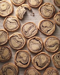 some cookies that have been cut in half to look like they are being sliced into smaller pieces