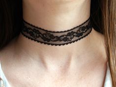 A simple delicate black lace choker. A lace choker/necklace with silver plated ends. The lace is not elasticated. Choker width is 2.2 cm (1 inch). A simple choker or accessory for an occasion.  Please select your size using the drop down menu. Sizes are below and include the length of the extender chain:  25 - 30 cm in length (12 inches) 30 - 35 cm in length (14 Inches) 35 - 40 cm in length (16 inches) 40 - 45 cm in length (18 inches) Can be made to alternative lengths, please just message me.  Please see photos for details.  **10% off when you  buy two chokers. Use 10OFFTWO at checkout This is costume jewellery and will need to be treated with care.  Posted by recorded delivery.  Thank you for looking. Simple Black Choker, Antique Turquoise Jewelry, Black Lace Necklace, White Lace Choker, Black Lace Choker Necklace, Choker Simple, Goth Choker, Black Lace Choker, Lace Choker Necklace