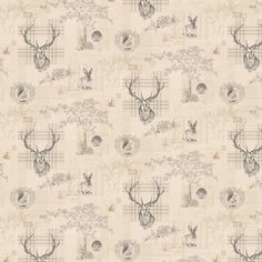 an animal themed wallpaper with deer heads