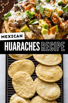 mexican nachos recipe with text overlay that reads, mexican haraches recipe