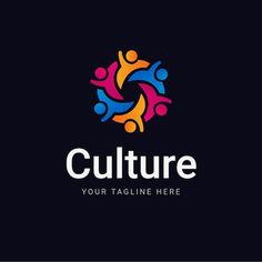 the logo for culture is designed with colorful people holding hands and standing in a circle