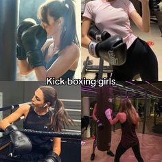 two women in boxing gloves and one is holding a punching glove