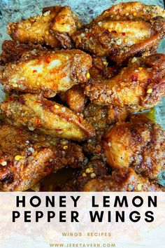 Learn how to make Honey Lemon Pepper Wings Wings Recipe Fried, Honey Lemon Pepper Chicken, Honey Lemon Pepper Wings, Pepper Chicken Wings, Lemon Pepper Chicken Wings, Wing Sauce Recipes, Honey Lemon Chicken, Lemon Pepper Wings