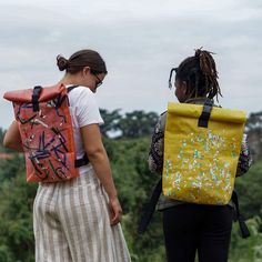 This backpack is our all-time favourite. If it's for work, travel or free-time activities, it is also an ideal bag for festival-goers due to its large size and rugged nature. Due to its material, MEMA is waterproof and durable. And with its spacious cotton lined main compartment, there is enough room for all your belongings. MEMA is your everyday companion. Made from recycled single-use plastic bags by our fair trade partners in Uganda, Every Reform bag is unique! Approx size: 40 x 11 x 48cm We Upcycling Plastic Bottles, Plastic Bag Crafts, Fused Plastic, Upcycle Plastic, Waste Fashion, Free Time Activities, Recycled Plastic Bags, Zero Waste Fashion, Recycle Bag