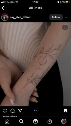 a woman's arm with tattoos on it, and the words all posts below