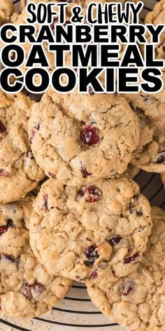 soft and chewy cranberry oatmeal cookies on a plate