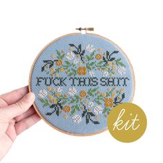 F**k This Shit Cross Stitch Kit - The Craftivist Cross Stitch Onto Clothes, Cross Stitch And Embroidery, Hand Cross Stitch Pattern, Negative Space Cross Stitch, Cross Stitch Cactus Pattern, Orange Cat Cross Stitch Pattern, Silly Cross Stitch Pattern, Subversive Cross Stitch Patterns Free Funny, Free Funny Cross Stitch Patterns