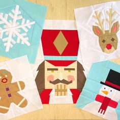 paper cut outs with different types of christmas decorations on top of each other, including gingerbread man and snowman