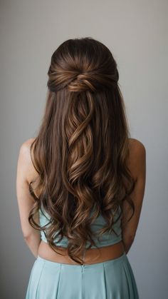 Looking for bridesmaid hair inspo Whether you have long simple side part hair or prefer a half up half down updo medium length style or something shorter we've got you covered From ponytails to braids and buns these styles work for thin hair brunettes weddings bangs curly locks and everything in between Find the perfect hairstyle for your big day Half Up Half Down Layered Hairstyles, Brunette Half Up Half Down Hair, Hair Styles For Bridesmaids Half Up Half Down, Bridesmaid Hairstyles Layered Hair, Hairstyle For Maid Of Honor, Bridesmaid Hair Medium Length All Down, Wedding Hair Half Up Half Down Brunette, Hairstyles Half Up Half Down Curly, Half Do Hairstyle