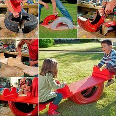 the instructions for how to repurpose an old tire into a seussaw diy