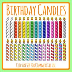 birthday candles clip art set for commercial use