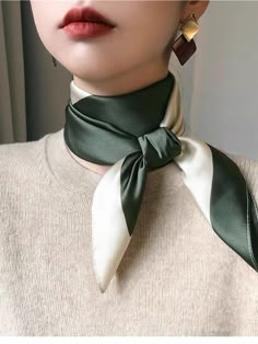 Silk Bandana Scarf, Elegant Scarf Classy, Women Scarf, Fashion Scarves, Elegant Scarf, Neck Scarf, Necktie Outfits For Women, Dinner Dress Evening, Scarf Wearing Styles