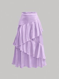 Skirts With Ruffles, Purple Ruffle Skirt, Purple Skirt Outfit Ideas, Purple Skirts, Casual Chic Outfits, Layer Skirt, Modesty Outfits, Rock Outfit