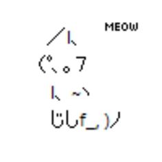 the word meow is written in arabic and has an image of a cat on it